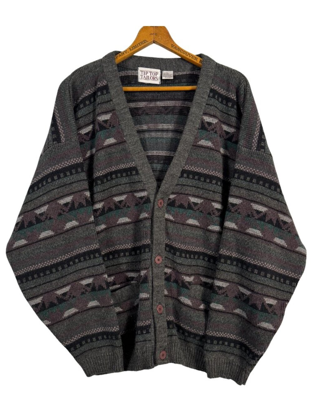 Vintage 90s Grandpa Sweater, Muted Knit Cardigan, Oversized Button Up, Retro